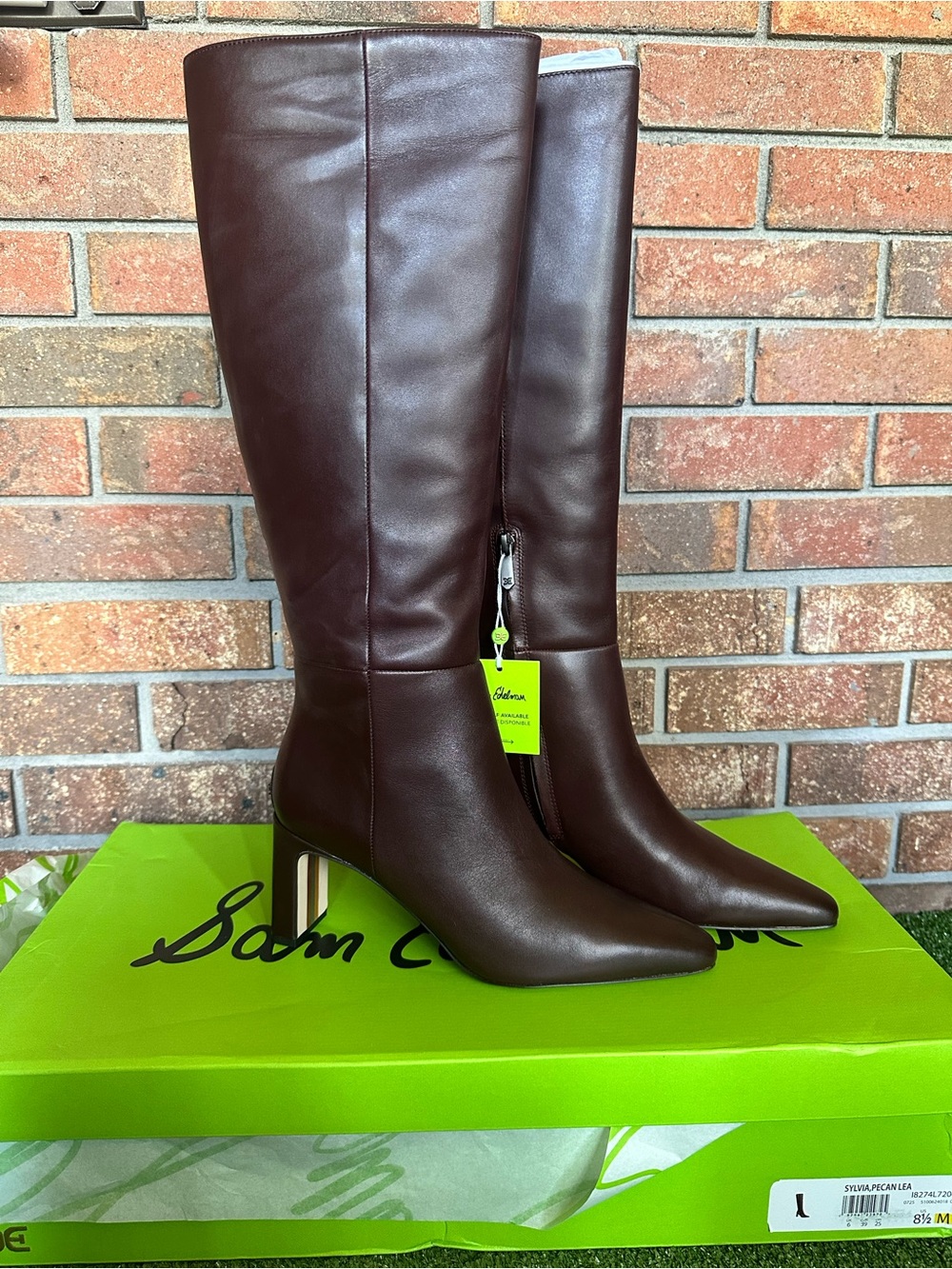 Sam Edelman Tall Pointed Toe Boots in Dark Brown Leather
